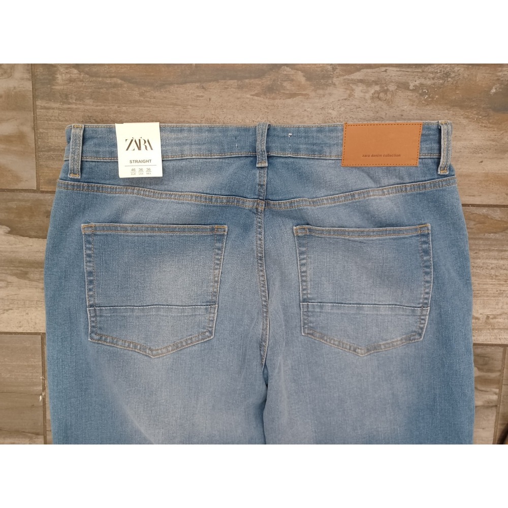 NWT Men Blue Zara Straight Fit Jeans Size 46 Regular Brand New - Picture 4 of 10